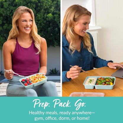 Bentgo Prep - 20-Piece 2-Compartment Reusable Meal Prep Containers with Lids, PFAS & BPA Free Materials, Durable, Microwave, Freezer, & Dishwasher Safe To Go Food Storage (Rose Gold)
