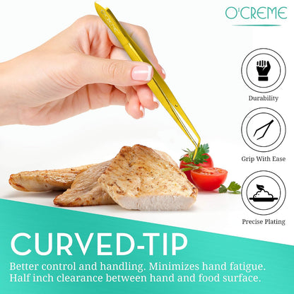 O'Creme Stainless Steel Precision Kitchen Tweezer Tongs 6.25" with Fine Tip (Purple)