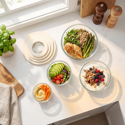 Urban Green Glass Food Container Set with Glass Lid, 3 Pack, Food Storage Containers Set, Airtight, LeakProof, 100% Plastic Free, Meal Prep Containers (White Color)
