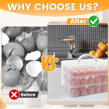 3 Layer Deviled Egg Containers with Lid,Portable Deviled Egg with Handle,Egg Carrier Holder Tray with 72 Holes for Thanksgiving Day,Party Favor Home Kitchen Refrigerator Supplies