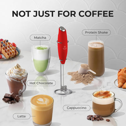 Zulay Kitchen Rechargeable Milk Frother Handheld - Frother Wand, Drink Mixer, Electric Whisk Frother, for Cappuccinos, Matcha & Protein Powder - Dynamic 3 Whisk, 3 Speed 500mAh Black - Colors C