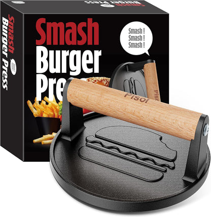 Pisol Cast Iron Smash Burger Press, Steak Weight Bacon Meat Press Tool