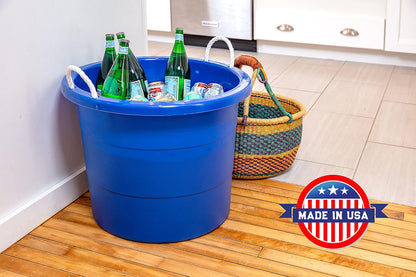 United Solutions Easy-Access Storage Rope Handle Tub, 19 Gallon, Blue, 2 Count (TU0335)