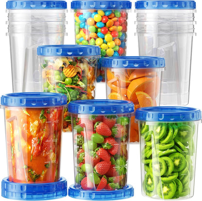 6 Pack-24 oz Freezer Storage Containers, Plastic Food Storage Containers with Twist Top Lids, BPA Free and Reusable Soup Containers with Lids, Leakproof/Microwave/Dishwasher Safe