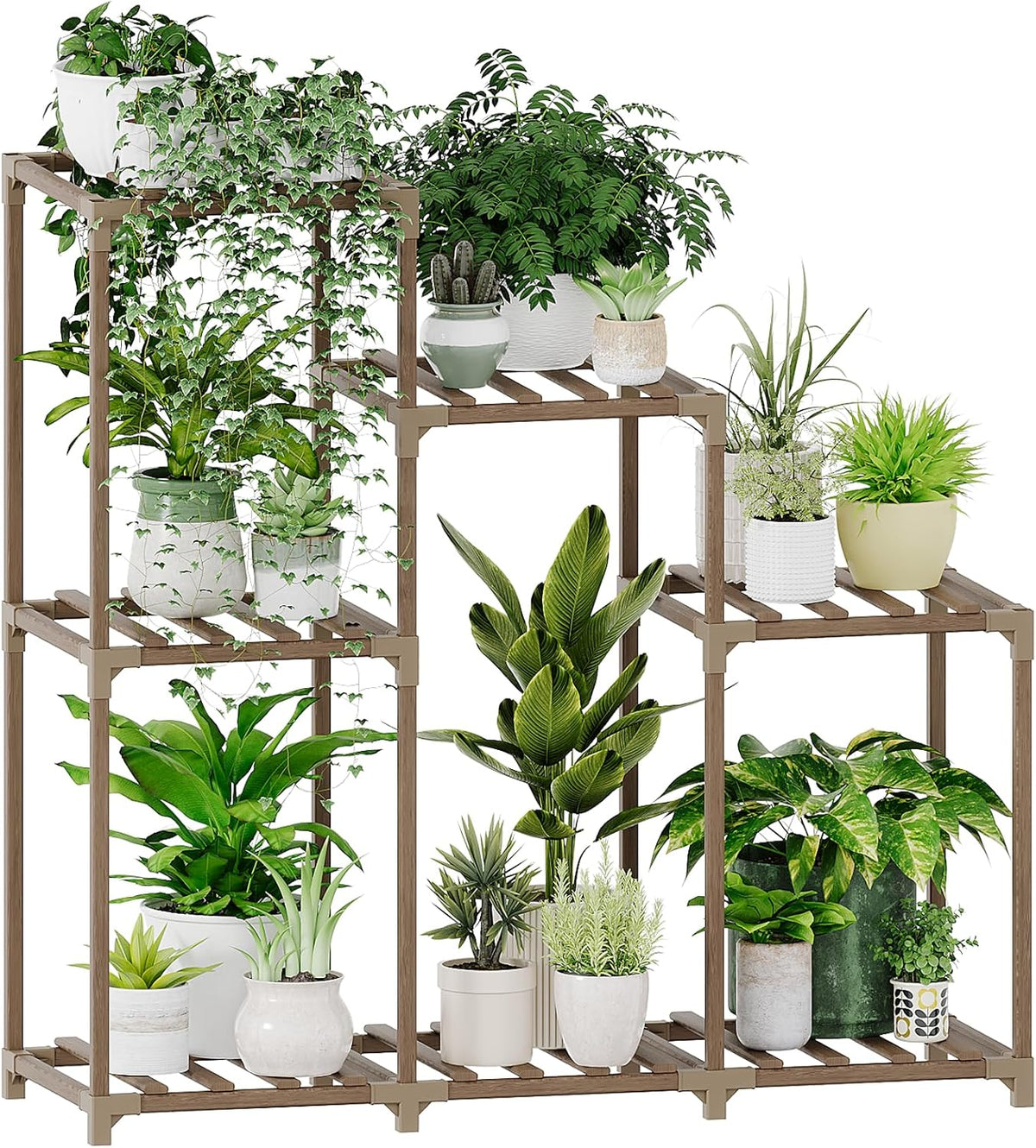 Bamworld Plant Stand Indoor Plant Shelf Outdoor Wood Plant Rack