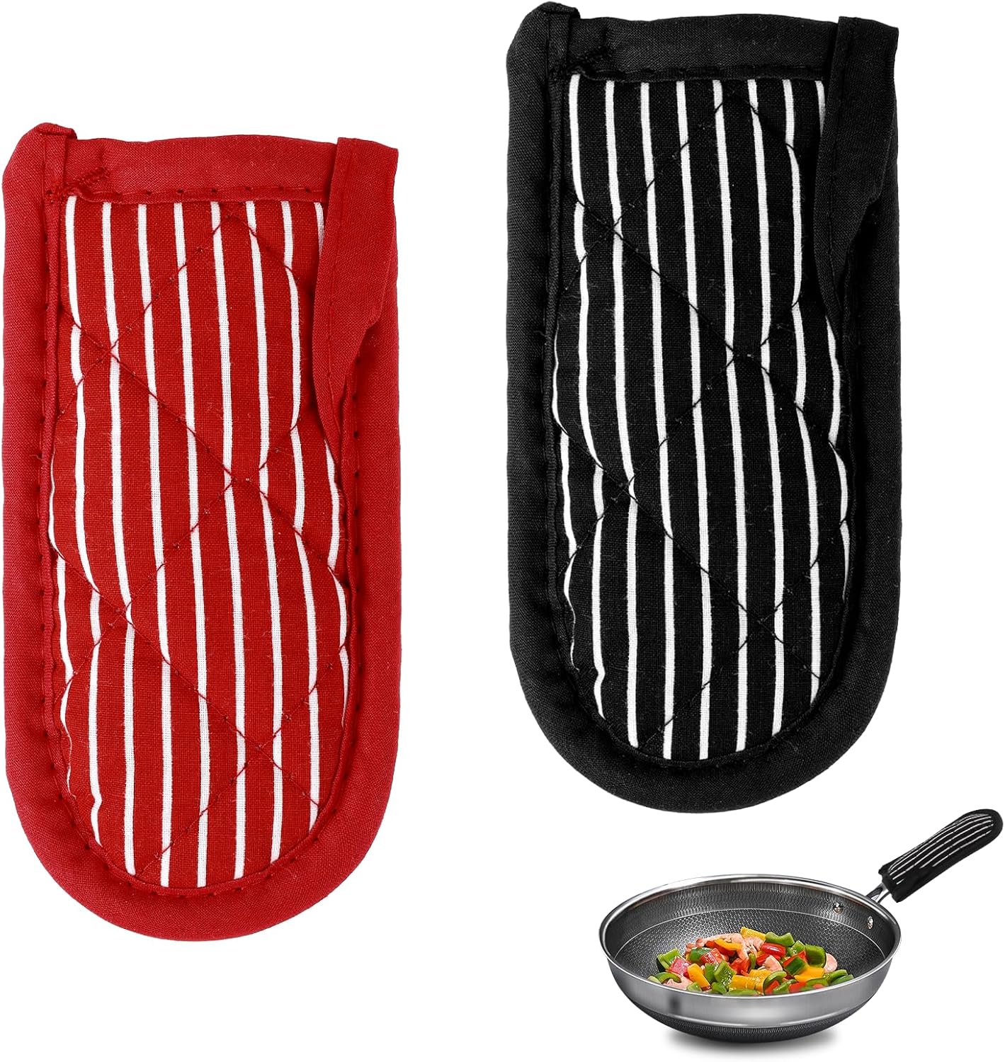 2PCS Hot Handle Covers Cast Iron Skillet Handle Covers Heat Resistant Hot Handle Holders Non-Slip Machine Washable Handle Mitts for Kitchen Baking Cooking BBQ Cookwares, Chili