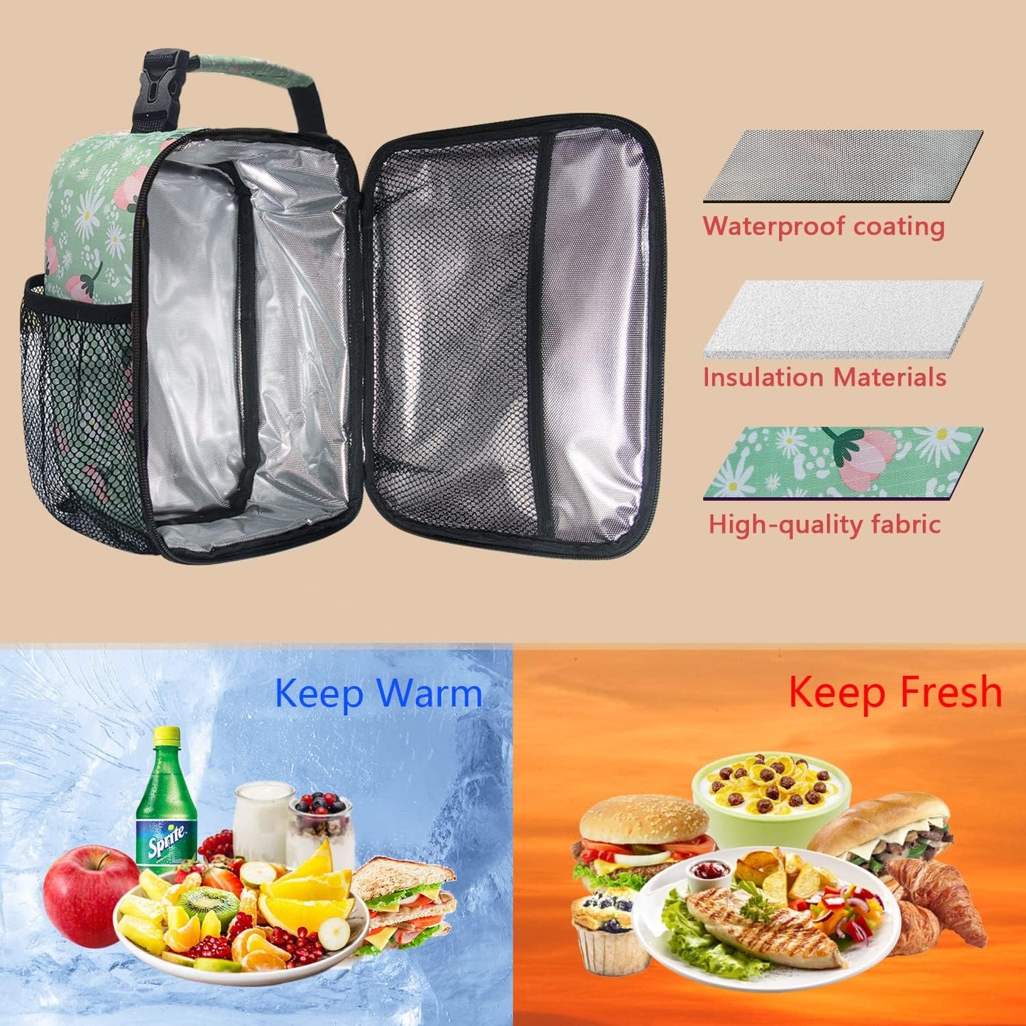 Hap Tim Kids Lunch Box for Girls Boys, Reusable Lunch Bag for Kids, Spacious Lunchbox, Insulated Lunchbag, Purple Unicorn(18654-PP)