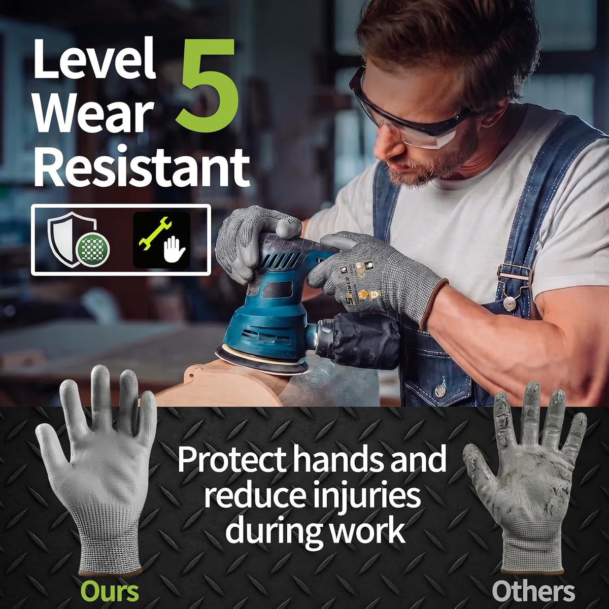 Schwer 12 Pairs A4/A5/A6 Cut Resistant Gloves, Non PFAS CR3088, L