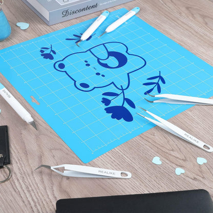REALIKE 12x12 Light Cutting Mat Compatible with Cricut Maker 3/Maker 4/Maker/Explore 3/4/Air 2/Air/One(3 Mats), Gridded Adhesive Non-Slip Cut Mat for Crafts, Quilting, Sewing and All Arts
