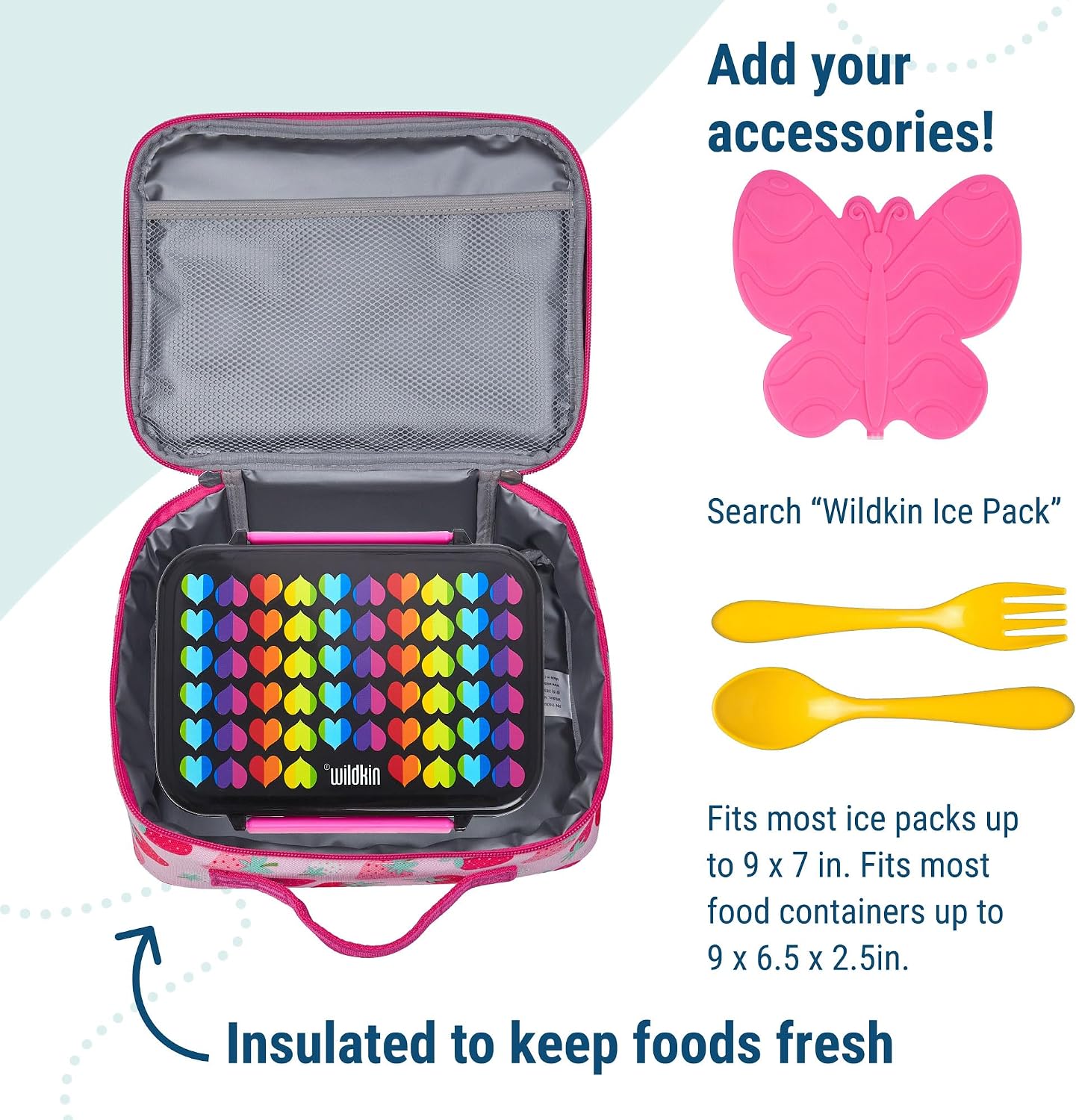 Wildkin Kids Insulated Lunch Box, Keeps Food Hot or Cold, BPA-Free with Mesh Pockets & Easy-Clean Lining – Ideal for School, Travel & Daycare – Holographic