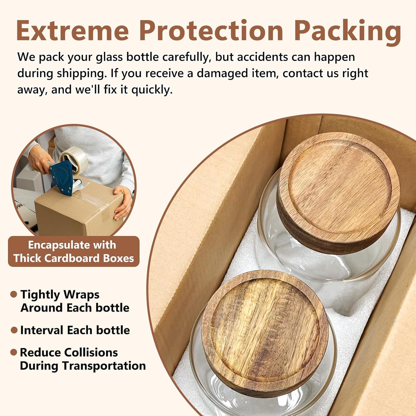 KEYWING 88oz Large Glass Jars with Airtight Acacia Wood Lids, Set of 3 Food Storage Containers for Flour, Sugar, Rice, Pasta, Cereal, Cookies – Includes 126 Labels