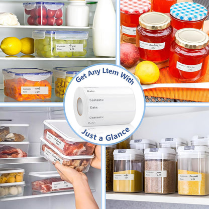 300pcs Removable Freezer Labels, Yoget 1 x 3 Inch Food Storage Stickers, Refrigerator Freezer Paper Label Easy Clean Leaves No Residue, 2 Color Food Labels Roll