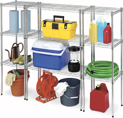 Whitmor 2-Wire Shelving Unit, Metal Storage Shelves, Stacking Shelf with Basket, Easy Assembly Home Organizer for Pantry, Kitchen, Garage, Plant