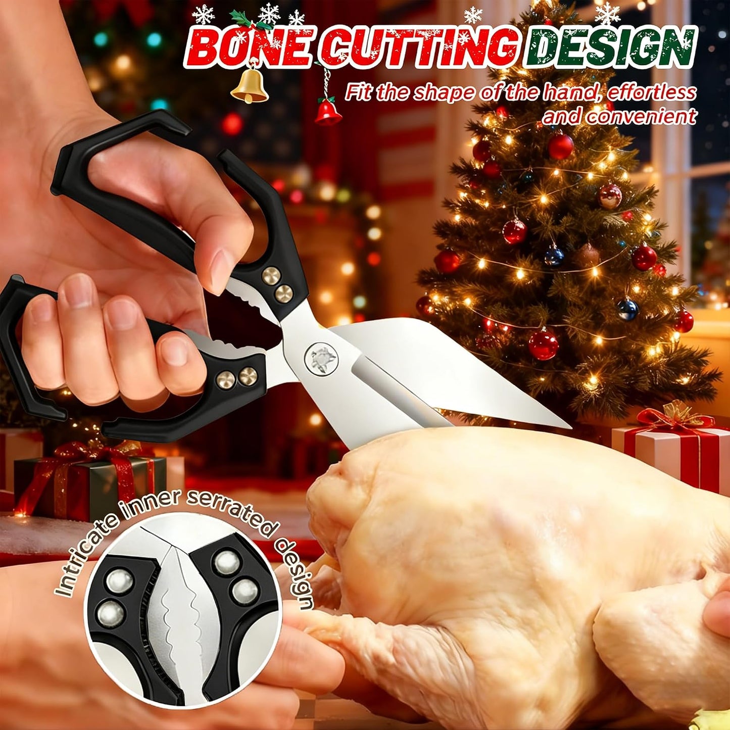 Multifunctional Heavy Duty Kitchen Shears,Kitchen Shears for Cutting Chicken,Kitchen Scissors for Food, Japanese High-Carbon Steel Culinary Poultry Shears, for Chicken,Meat,Fish,Bone Cutting(Silver)