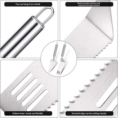 Patelai 2 Pcs Cake Server Set Knife Stainless Steel Pie Spatula
