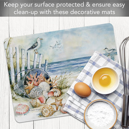 Cut N' Funnel Eat Fresh Designer Flexible Cutting Board Mat 15" x 11.5" Made in the USA Decorative Flexible Easy to Clean
