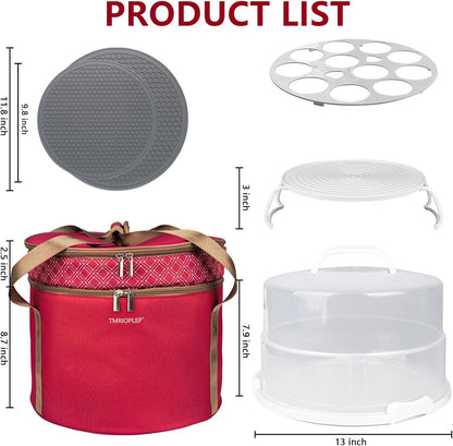 12 Inch Cake carrier Container with Lid and Handles Includes Insulated Bag for Safe Transportation of Buttercream Doesn't Melt Easy for Cakes, Pies and Cupcakes (Grey)