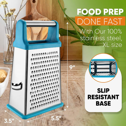 Spring Chef Stainless Steel XL Cheese Grater for Kitchen, Green