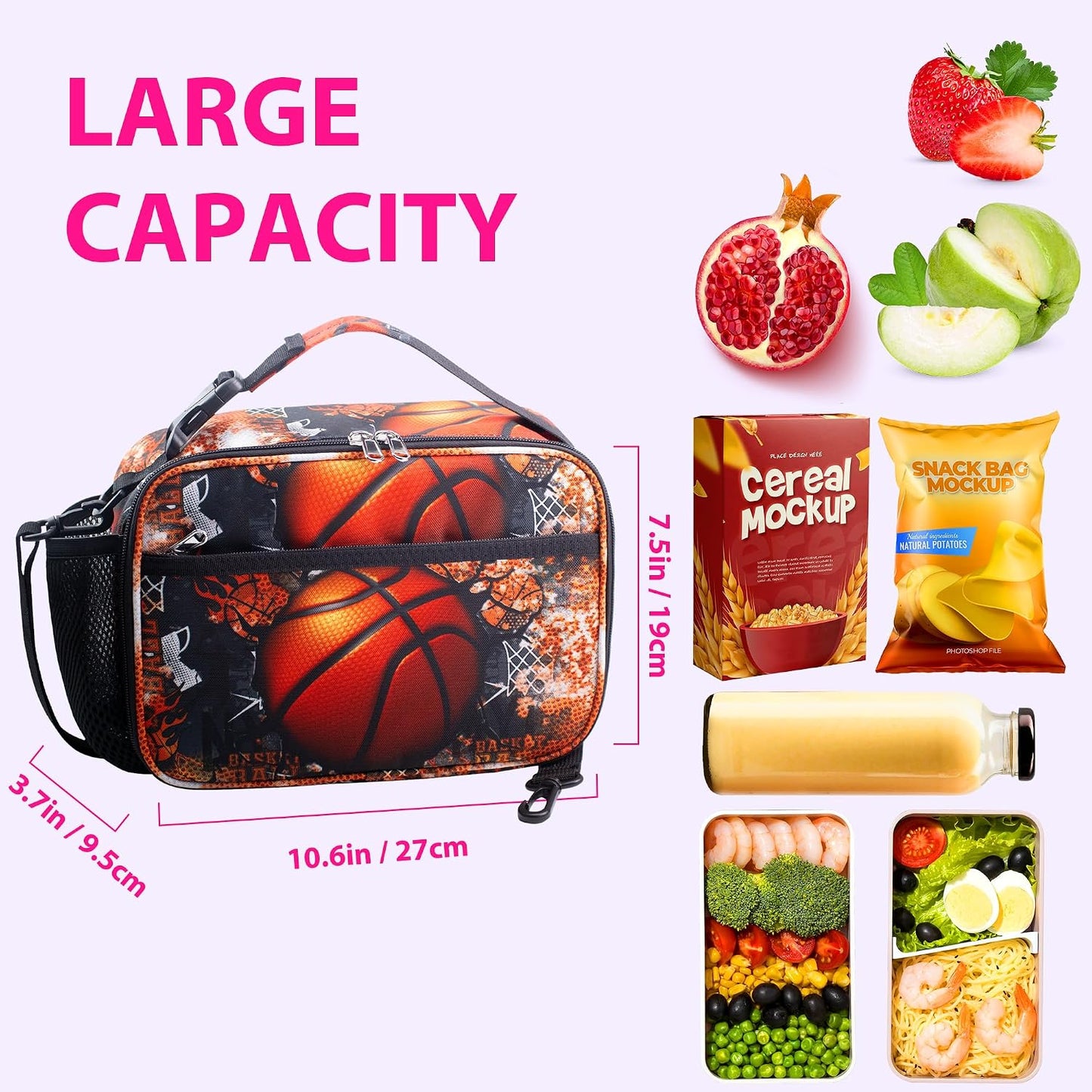 RLGPBON Kids Lunch Bag,Insulated Lunch Box for Girls,Lunch Bag Toddler Teen,School Daycare Cute Travel bags