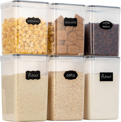 Chef's Path Extra Large Airtight Food Storage Containers with Lids, Pack of 2, 6.5L, 220Oz, Airtight Kitchen and Pantry Bulk Canisters for Flour, Sugar, Rice, and Baking Supplies - Transparent