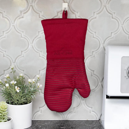 All-Clad Silicone Oven Mitts: Heat Resistant up to 500 Degrees - 100% Cotton & Silicone, 14"x7" Oven Mitt for Kitchen and Barbeque, Pewter