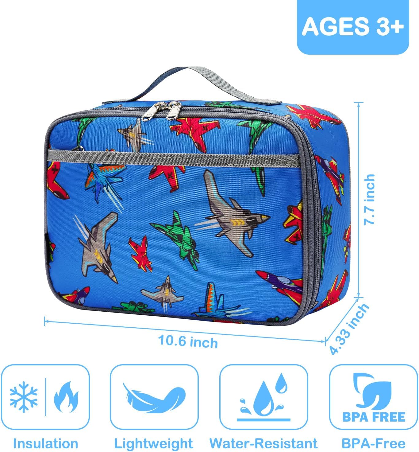 FlowFly Kids Lunch box Insulated Soft Bag Mini Cooler Back to School Thermal Meal Tote Kit for Girls, Boys, Astronaut - Colors A