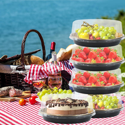 5Pack 10inch Round Clear +Gold Cake Carriers for Transport Plastic Cake Containers Carriers with Dome Lids and Cake Boards Clear Bundt Cake Boxes