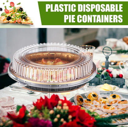 Vesici 30 Pcs 9'' Plastic Pie Containers Disposable Clear Dessert Containers with Lids Round Pie Keeper Clamshell Takeout Food Carrier for Takeout Boxes Food Cake Doughnut Storage