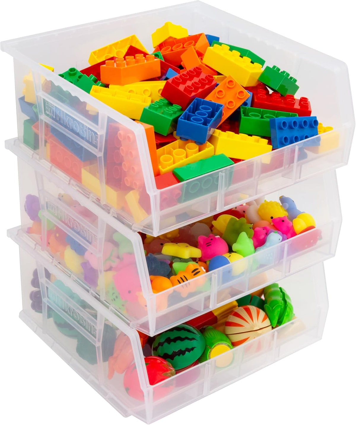 Akro-Mils 30235 AkroBins Plastic Storage Bins, Space-Saving Stackable Bins for Garage, Pantry, Craft Organization, 11" x 11" x 5", Clear, 6-Pack