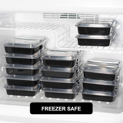 Freshware Meal Prep Containers [25 Pack] 2 Compartment with Lids, Food Storage Containers, Bento Box, BPA Free, Stackable, Microwave/Dishwasher/Freezer Safe (28 oz), Grey