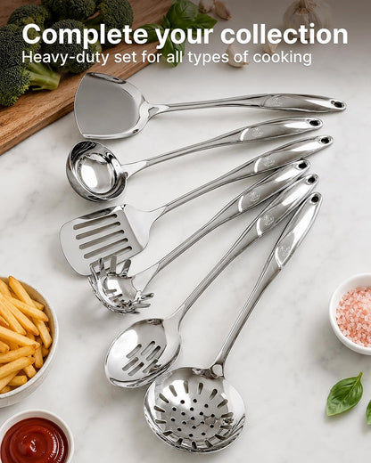 Zulay Kitchen Stainless Steel Serving Spoon - 11.5” Large Cooking & Serving Spoon with Ergonomic Handle - Durable, Rust-Resistant & Dishwasher Safe Kitchen Utensil for Cooking and Buffets