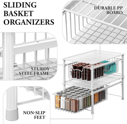 Simple Houseware Stackable Basket Drawer, Chrome