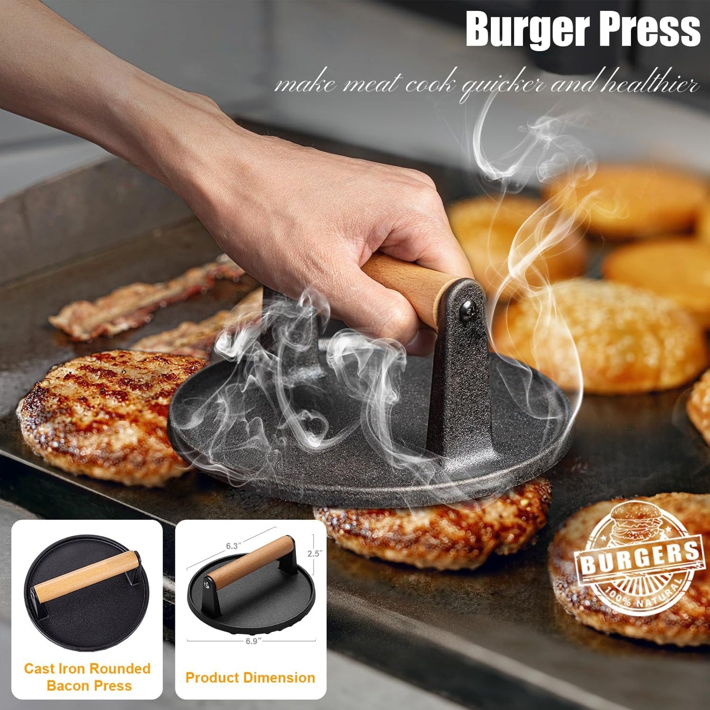 Grilliance 27pcs Griddle Accessories Kit for Blackstone, Professional Hibachi Flat Top Grill Tools, Enlarged Spatula Gift Set with Basting Cover，Burger Press Patty Maker for Outdoor BBQ Teppanyaki
