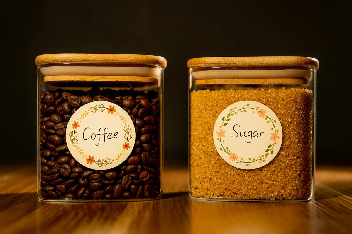 MONEST Waterproof Label Stickers for Jars and Lids, Pantry, Mason Jar, Canning, Spice, Bottle Labels (Red Tulip 2"x3")