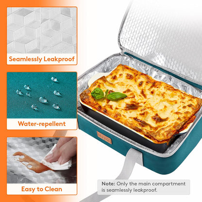 Lifewit Insulated Double Decker Casserole Carrier, Expandable Lasagna Lugger Tote Bag for Hot or Cold Food, Fits 9" x 13" Baking Dish for Potluck Parties, Picnic and Cookouts, Grey-Geometric