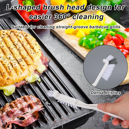 2pcs Universal Grill Scraper & Brush for George Foreman Indoor Grills and Other with Grooves, Heat-Resistant Spatula Cleaner Tool with Comfortable Grip (Black)