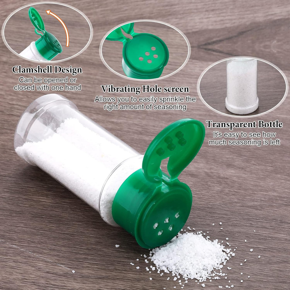 Rtteri 50 Pcs Plastic Spice Jars, 3.3 oz Seasoning Shakers with Shaker Lids