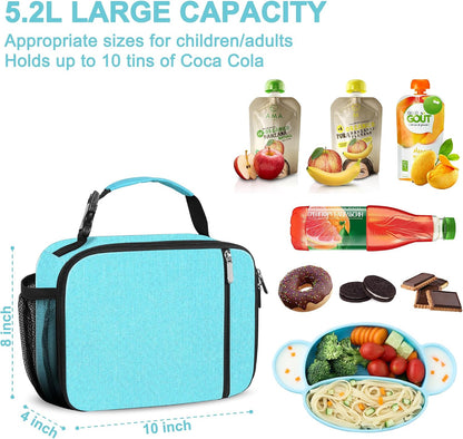 esouler Lunch Box Kids Insulated Lunch Bag for Boys & Girls Durable Children Lunchbox for School with Water Bottle Holder-Black