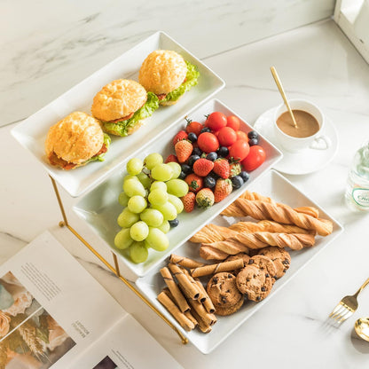 YHOSSEUN 3 Tier Serving Tray for Party, Tiered Serving Platters and Trays, 14 Inch Tiered Tray Stand, Dessert Stand, Serving Stand, Dessert Table Display Set with Collapsible Sturdier Metal Rack