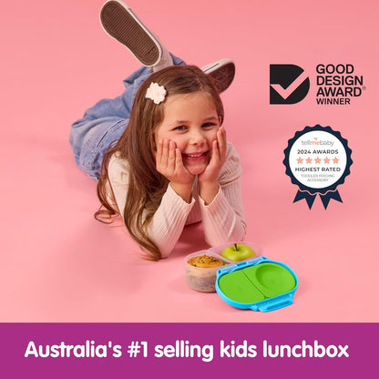 b.box Snack Box 2-Pack - Leak Proof Mini Bento Box for Kids & Toddlers, 2 Compartment Snack Containers for Kids, Dishwasher Safe, BPA-Free, PFAS-Free, Ages 4mo+, 1 3/4 Cup Each (Strawberry + Lilac)