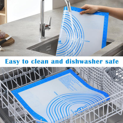 Nonstick Silicone Pastry Mat Extra Large with Measurements 28''By 20'' for Silicone Baking Mat, Counter, Dough Rolling,Fondant/Pie Crust By Folksy Super Kitchen (20×28, Blue)