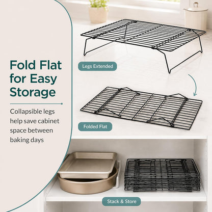 Kingrol 6-Piece Stackable Cooling Racks for Baking, Two 3-Tier Sets