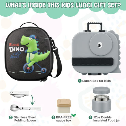 Lunch Box Kids, Leak Proof 5 Compartment Bento Box for Kids, 13oz Thermo for Hot Food Kids Lunch Box,Hot Lunch Box for School Travel
