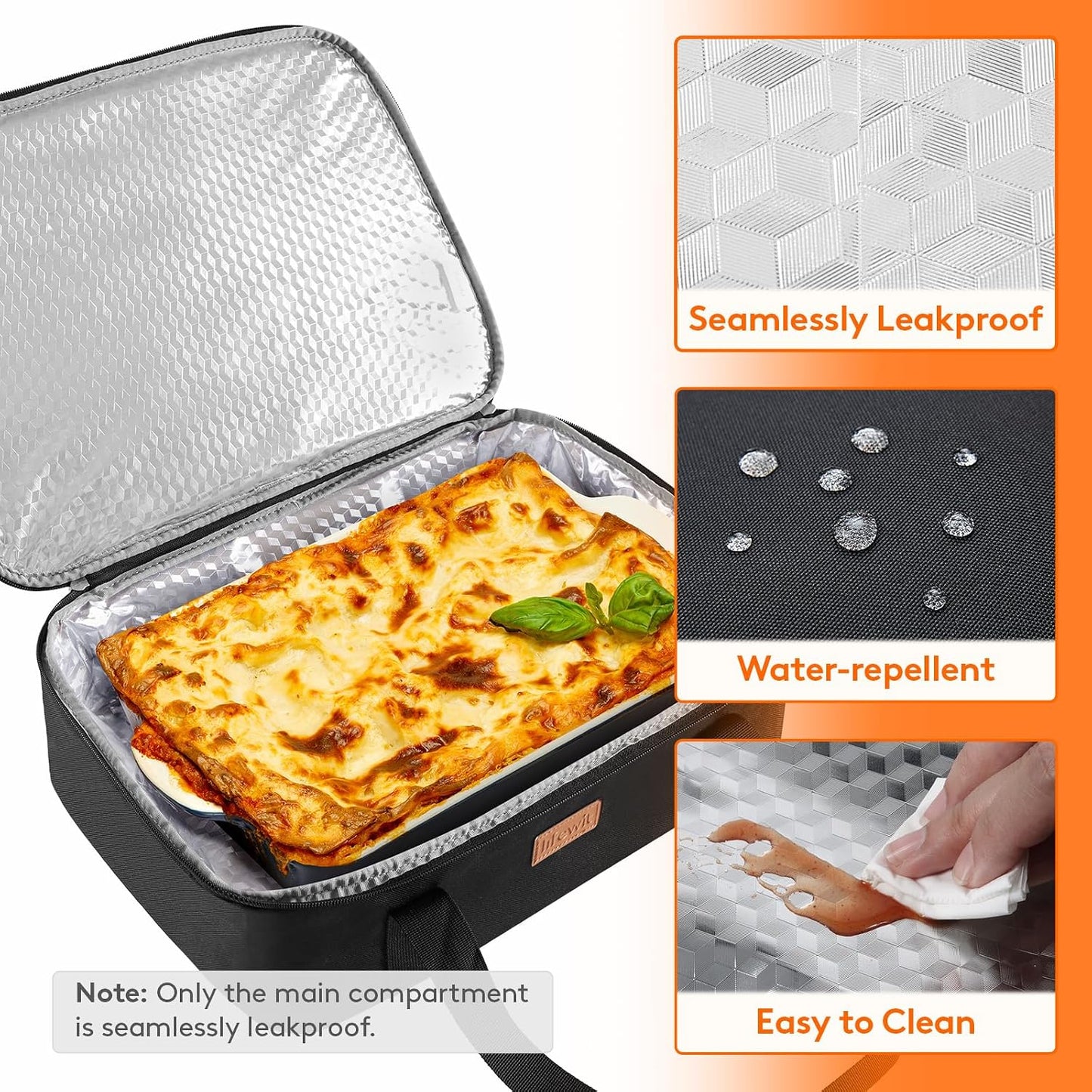 Lifewit Insulated Double Decker Casserole Carrier for Hot or Cold Food, Casserole Dish Carrying Case, Lasagna Holder for Potluck Parties, Picnic and Cookouts, Fits 9"x13" Baking Dish, Grey