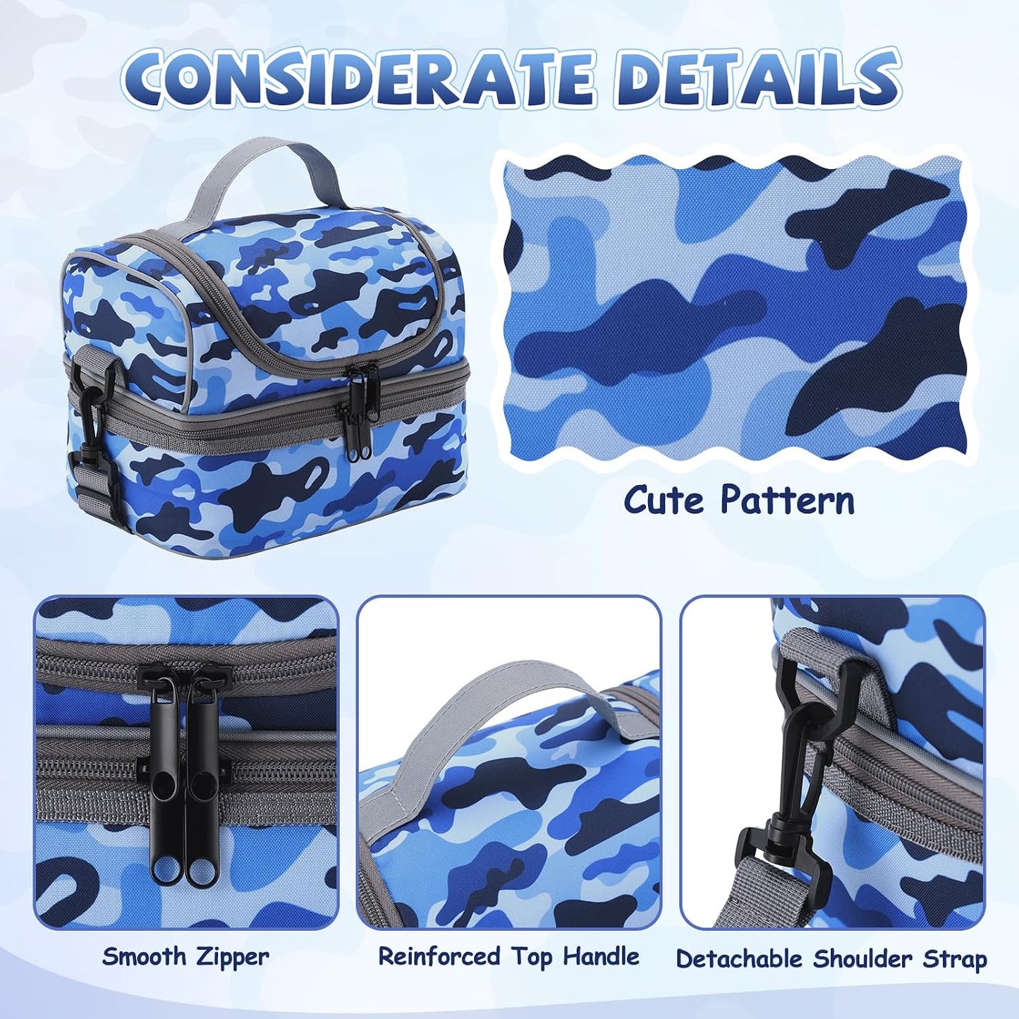 Lunch Bag for Girls,ChaseChic Insulated Lightweight Lunch Boxes for Kids Boys Dual Compartment Lunch Organizer Leak-Proof Cooler Bag with Detachable Adjustable Shoulder Strap,Purple Butterflies