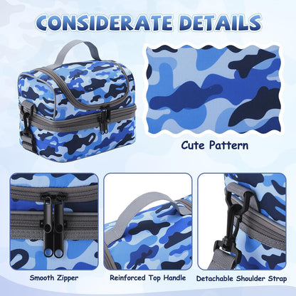 Lunch Bag for Girls,ChaseChic Insulated Lightweight Lunch Boxes for Kids Boys Dual Compartment Lunch Organizer Leak-Proof Cooler Bag with Detachable Adjustable Shoulder Strap,Purple Butterflies