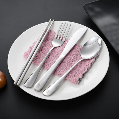 Boulder Bee | Travel Utensils Set | Reusable Camping Cutlery Set | Stainless Steel Flatware Set | Portable Silverware Set with Case | Includes Knife/Fork/Spoon/Straw/Cleaning Cloth/Case (Purple)