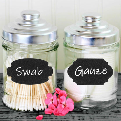 Mr. Pen- Chalkboard Labels, 100 pcs, Assorted Shapes | Waterproof Reusable Blackboard Stickers with 1 Erasable Liquid Chalk Marker for Mason Jars
