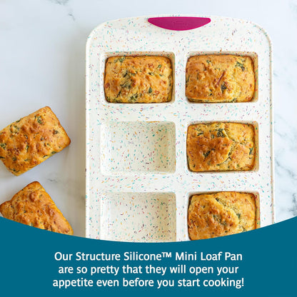 Trudeau Structure White Confetti 6-Cup Jumbo Muffin Pan – Premium Steel-Reinforced Silicone Bakeware, Nonstick BPA-Free Cupcake & Muffin Mold – Oven, Freezer & Dishwasher Safe