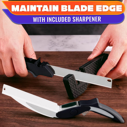 2 in 1 Kitchen Scissors for Food with Knife Sharpener (Grey)